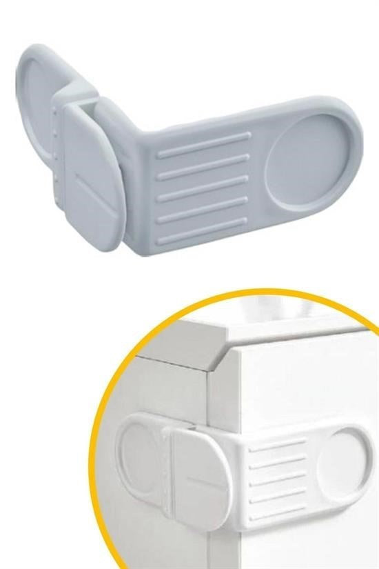 GENEL® Bebek Çocuk Güvenlik Çekmece ve Dolap İçin Kendiliğinde Yapışkanlı Vidasız Köşe Kapak Kilidi