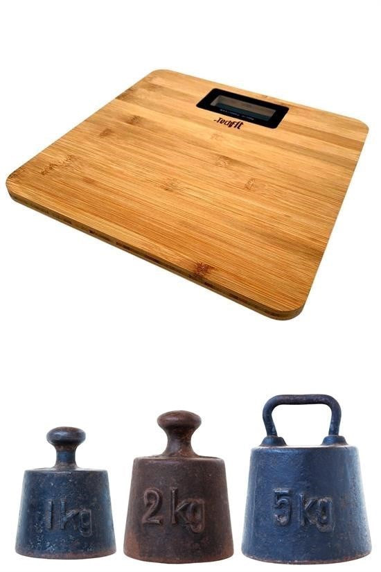 GENEL® Techfit Bambu Banyo Baskülü Yüksek Hassasiyetli Darbelere Dijital Dayanıklı Terazi Tf 1065 M