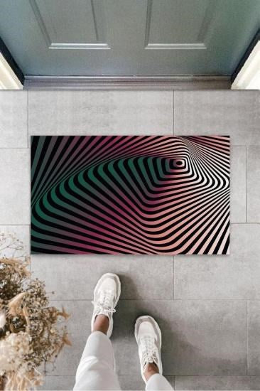 Dijital D Spiral Siyah-Pembe Kapı Paspası Dış Mekan Paspas K-3170