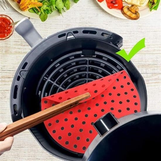 GENEL® Renkli Isıya Dayanıklı Yıkanılabilir Silikon Fırın Ve Airfryer Yuvarlak Pişirme Matı 23 Cm