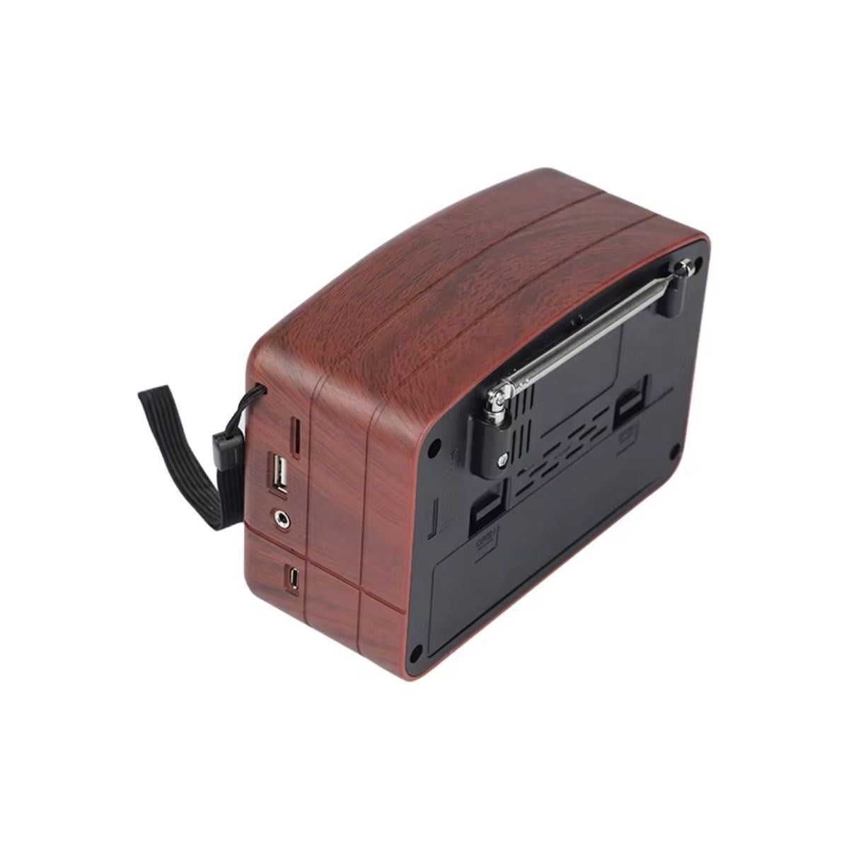 BUFFER® Küçük Boy Retro, Nostaljik, Ahşap Tasarım Bluetooth Hoparlörlü, Şarjlı, Taşınabilir Büyük Döndürülebilen Düğmeli FM/AM Destekli Radyo NS3380