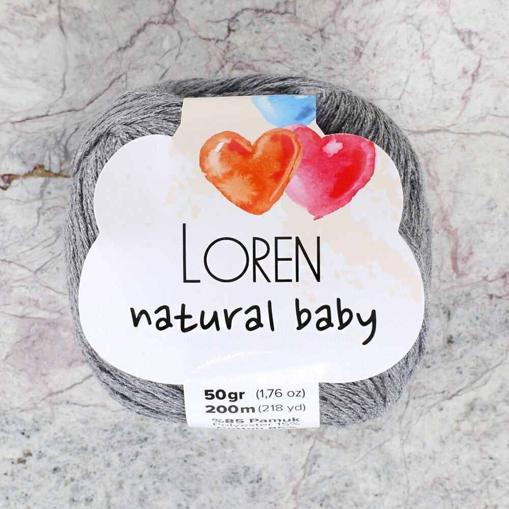 Loren Natural Baby Gri El Örgü İpi - R0042 - UcuzaGeliyor
