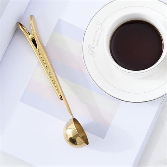 GENEL® Mandallı Kahve Ölçü Kaşığı Gold Çok Fonksiyonlu Paslanmaz Çelik Kaşık