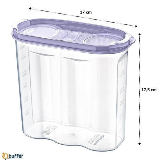 GENEL® 2 Kapaklı Ölçekli Erzak Kuru Gıda Saklama Kutusu Kabı - 1,7 Litre - SA935