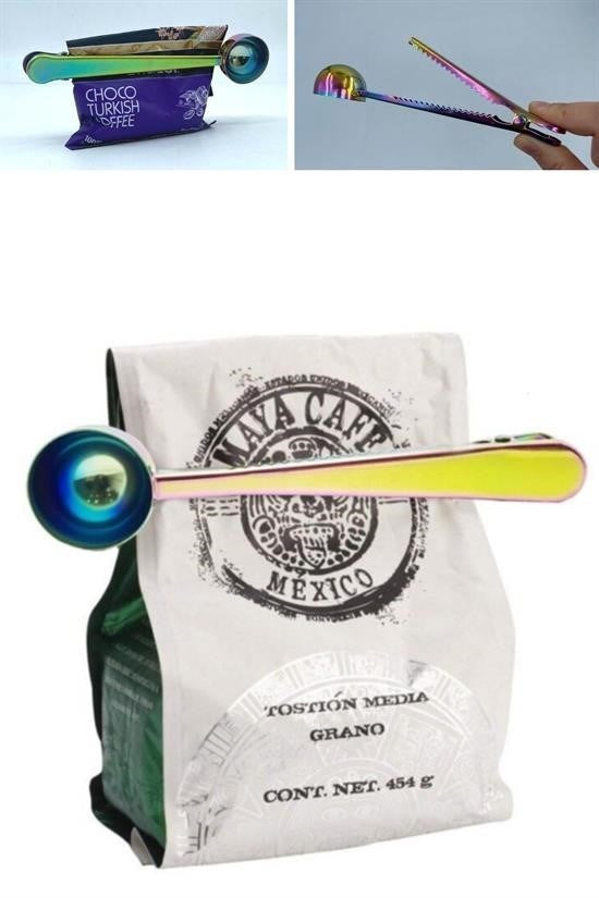 BUFFER® Mandallı Kahve Ölçü Kaşığı Renkli Çok Fonksiyonlu Paslanmaz Çelik Kaşık