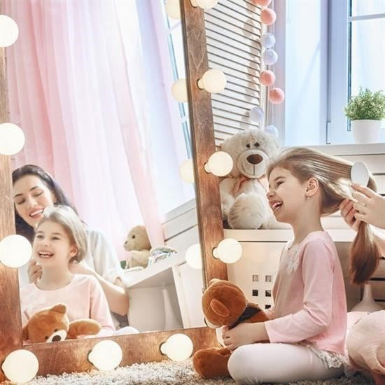 BUFFER® Nostalji Hollywood Tarzı 10lu Makyaj Masası Aynası Beyaz Led Işıklı Lamba USB