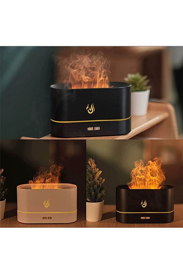 Alev Efektli Ultrasonik Hava Nemlendirici - Sessiz, Otomatik Kapanma, LED Işıklı Aroma Difüzör