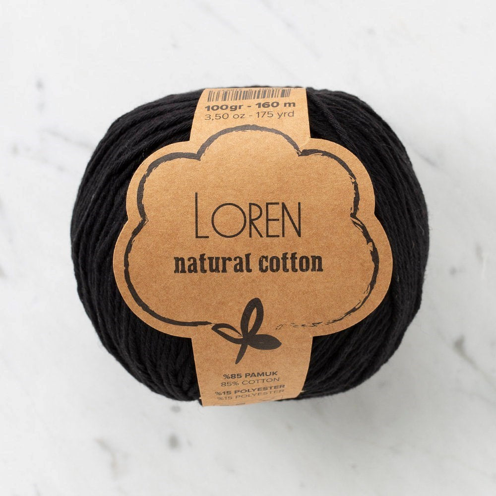 Loren Natural Cotton Siyah El Örgü İpi - R004 - 33908 - UcuzaGeliyor