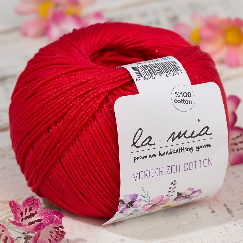 La Mia Mercerized Cotton Kırmızı El Örgü İpi - 19 - 33597 - UcuzaGeliyor
