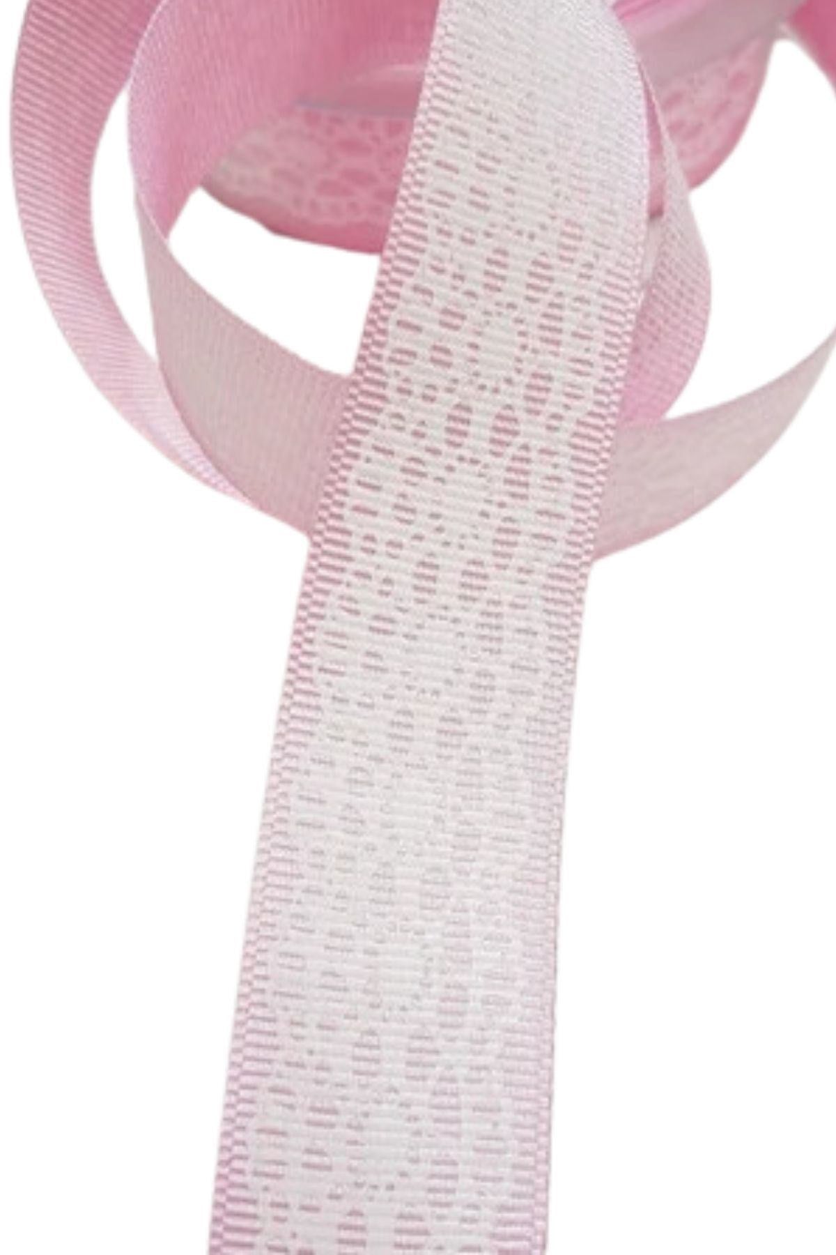 Tafta Dantel Görünümlü Kurdele Pembe 25 mm 1 Metre - UcuzaGeliyor