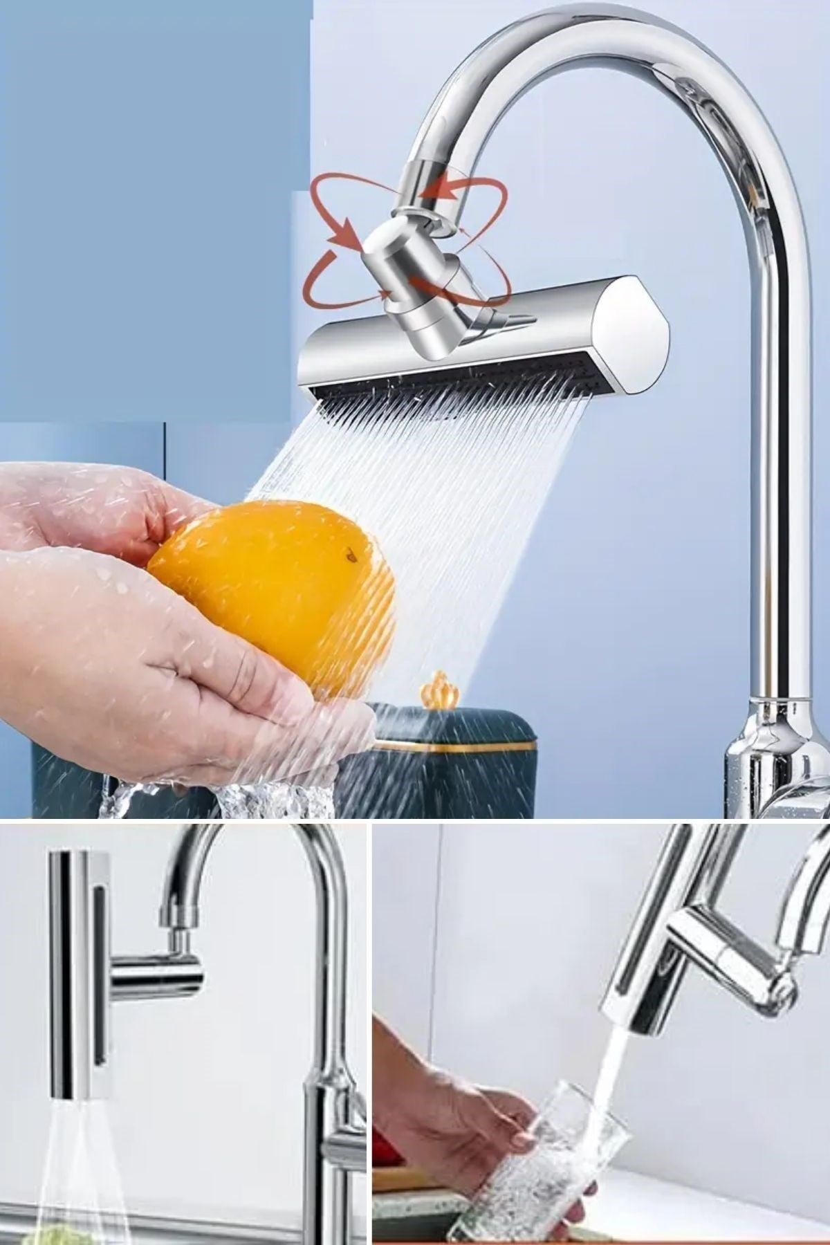 BUFFER® 3 Farklı Modlu Çok Amaçlı Musluk Adaptörü Evrensel Musluk Başlığı Şelale Musluk