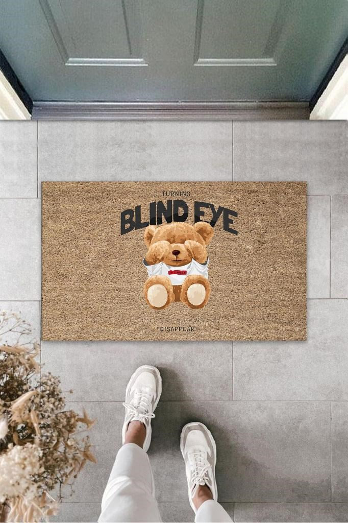 Dekoratif Dijital Blind Eye Ayıcık Bej Kapı Paspası Dış Mekan Paspas K-3189 - UcuzaGeliyor