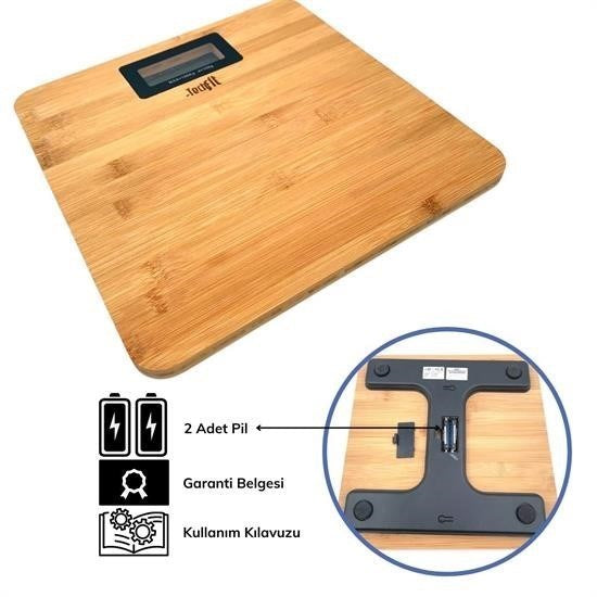GENEL® Techfit Bambu Banyo Baskülü Yüksek Hassasiyetli Darbelere Dijital Dayanıklı Terazi Tf 1065 M