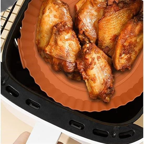GENEL® Renkli Isıya Dayanıklı Yıkanılabilir Silikon Fırın Ve Airfryer Yuvarlak Pişirme Matı 20 Cm