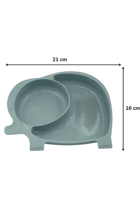 GENEL® Bebek ve Çocuk için Sevimli Fil Model Desenli Yemek Bebek Mama Kabı Bölmeli Tabak
