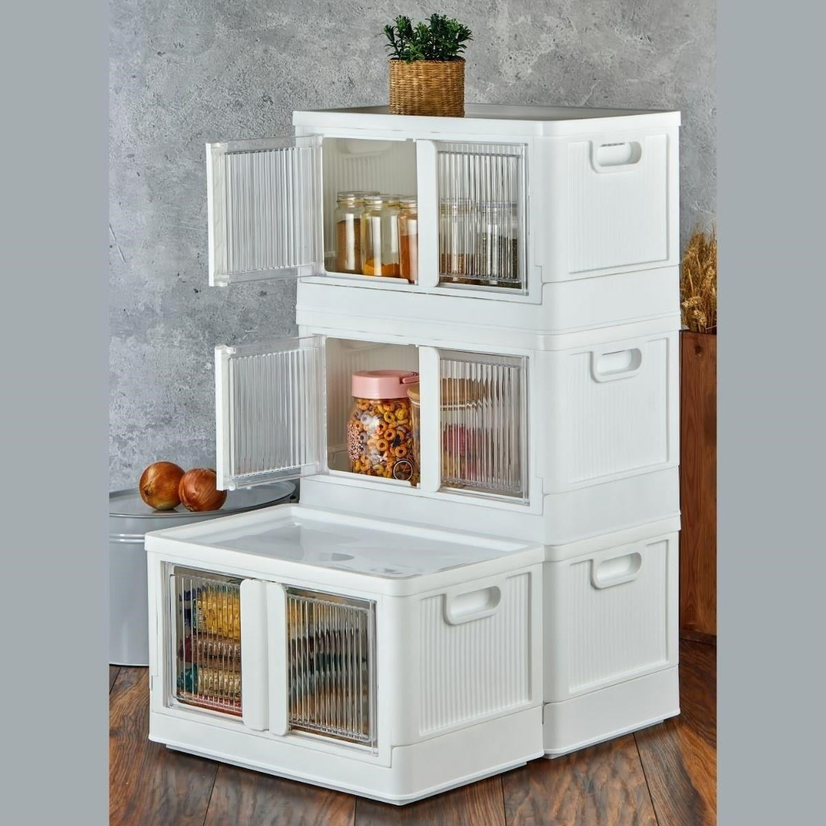 GENEL® Tek Katlı (1 Ünite) Üst Üste Eklenebilir Demonte Mutfak ve Banyo Düzenleyici Raf-Beyaz