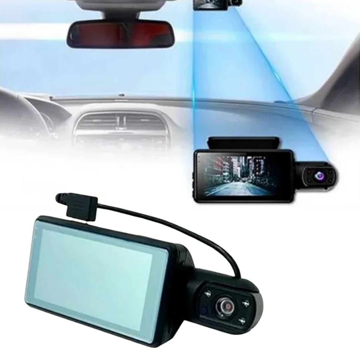 BUFFER® Araç İçi & Dışı Çift Lensli WiFi Kamera - 1080P HD,Gece Görüşlü, G-Sensörlü DVR Dashcam