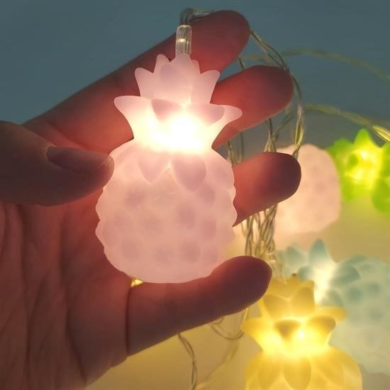 BUFFER® Karışık Renk Dekoratif Ananas Dolama 10 lu Şerit Led Işık Zinciri
