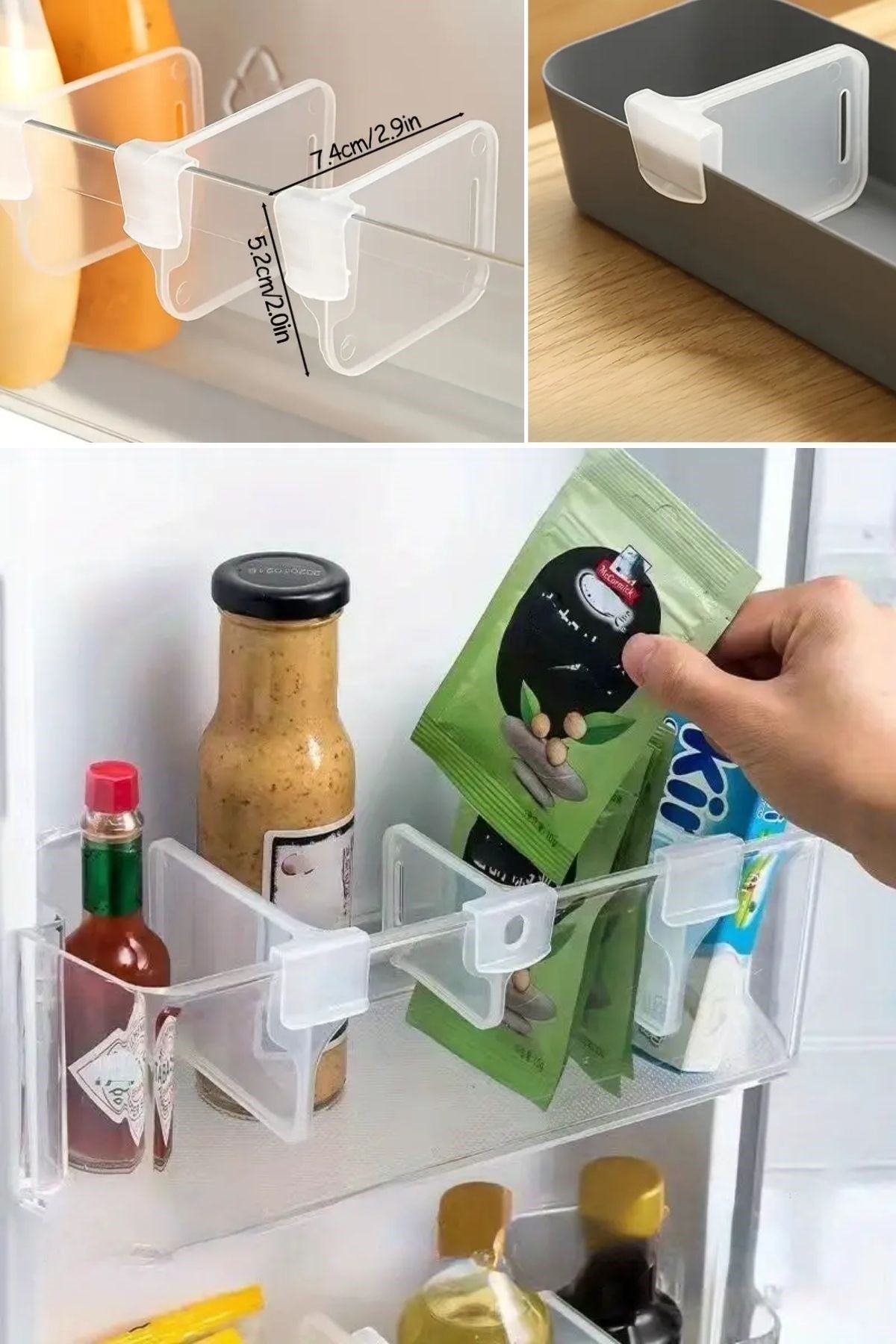 GENEL® 10'luŞeffaf Buzdolabı Yan Kapı Düzenleyici Buzdolabı Dolap İçi Bölümleyici Aparatlar