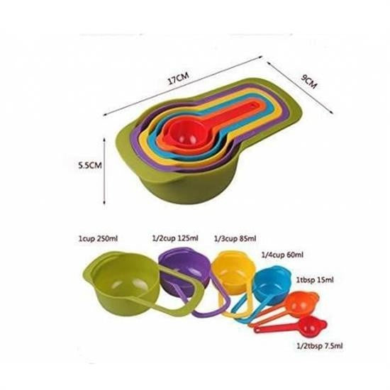 GENEL® Pratik Ölçü Kaşığı Kabı 5li Şeker Baharat Sıvı Ölçer Aparat