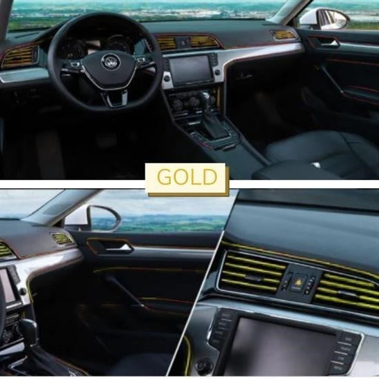 GENEL® Gold Araba Oto Trim Dekorasyon Şeridi Kauçuk Elastik Kolay Kurulum 5 metre Şerit Bant