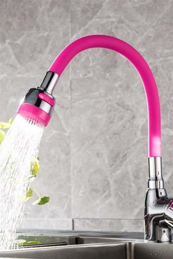 BUFFER® Oynar Başlıklı Tasarruflu Kubar Musluk Borusu ve Başlığı  Pembe