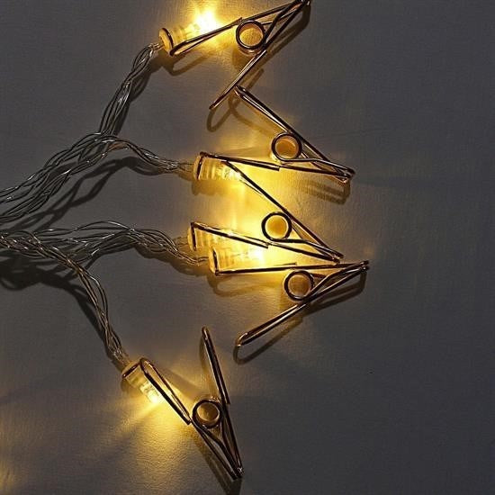 BUFFER® Bakır Renkli Led Işıklı Fotoğraf Asma Işık Süsleme Mandalları