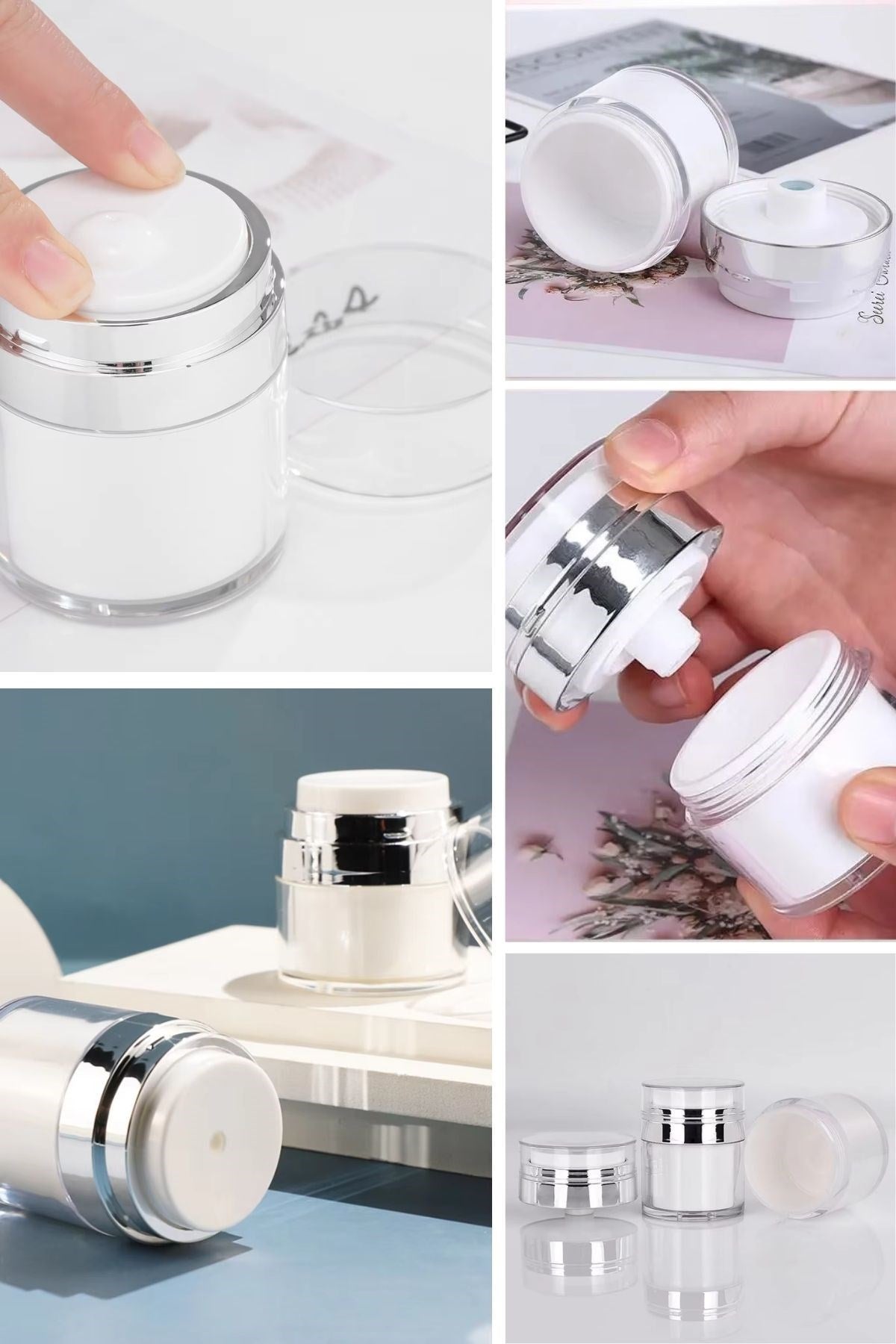 BUFFER® Hava Pompalı Doldurulabilir Vakumlu Krem,Fondoten Sıvı Kozmetik Ürün Şişesi