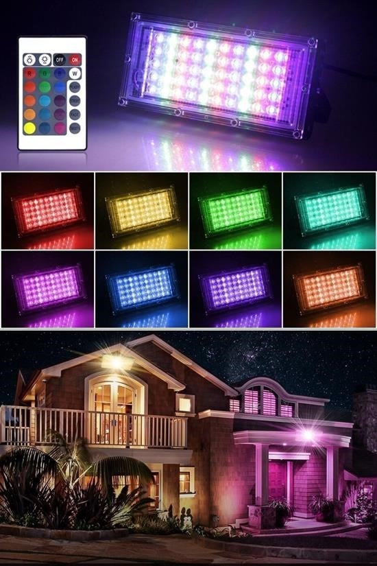 GENEL® Kumandalı Led Işık Dış Cephe AydınlatmasıÇok Renkli RGBLed Panel Işık PartiLed Aydınlatma