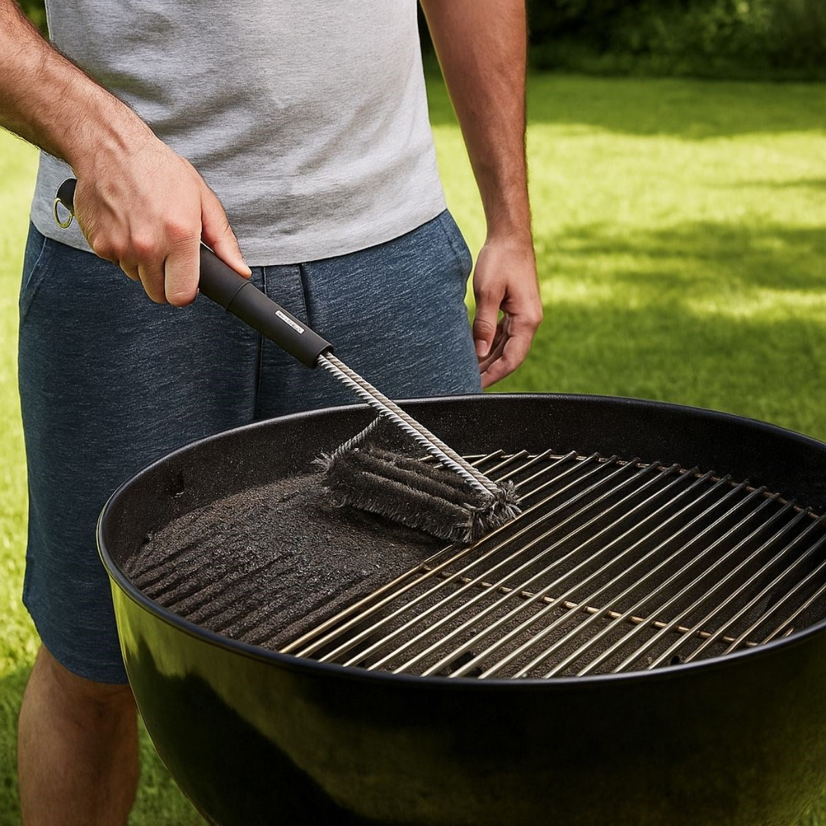 GENEL® Mangal Izgara Temizleme Fırçası - Paslanmaz Çelik Telli, Uzun Saplı Grill Temizlik Aparatı Mangal Temizlik Fırçası