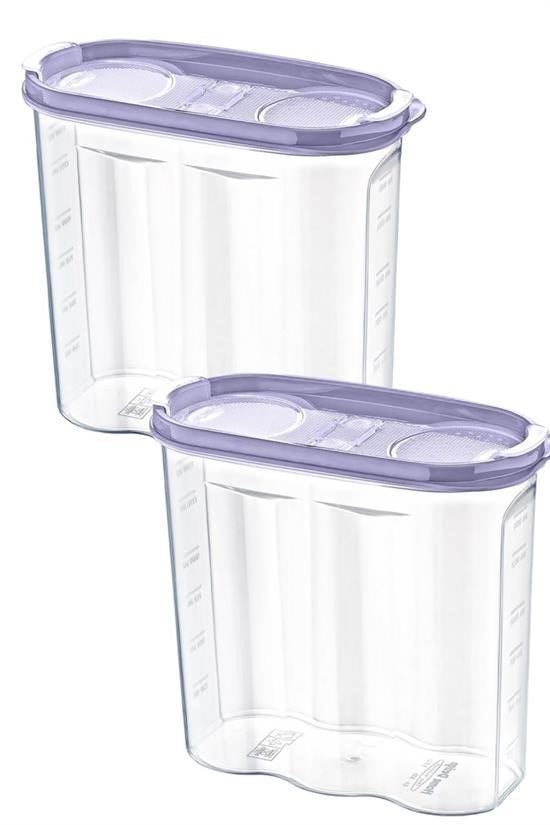 GENEL® 2 Kapaklı Ölçekli Erzak Kuru Gıda Saklama Kutusu Kabı - 1,7 Litre - SA935