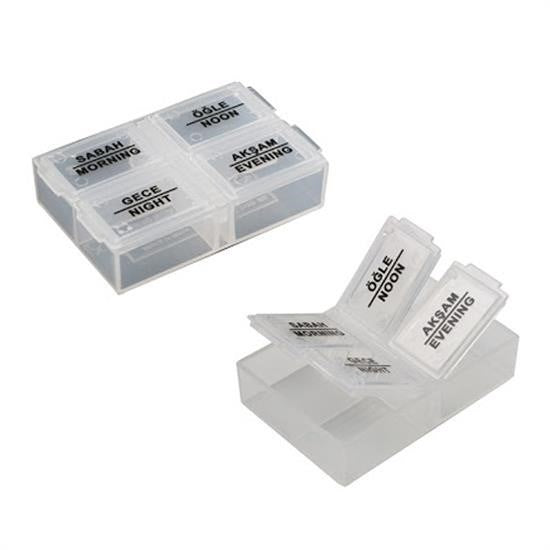 GENEL® 4 Öğün Günlük Hap İlaç Saklama Taşıma Kutusu İlaç Hatırlatıcı