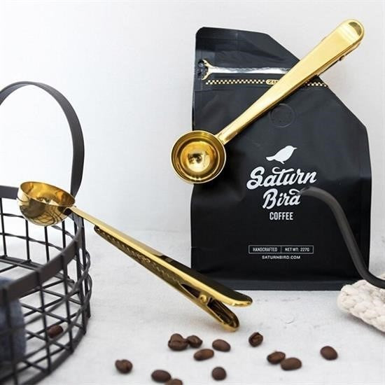 GENEL® Mandallı Kahve Ölçü Kaşığı Gold Çok Fonksiyonlu Paslanmaz Çelik Kaşık