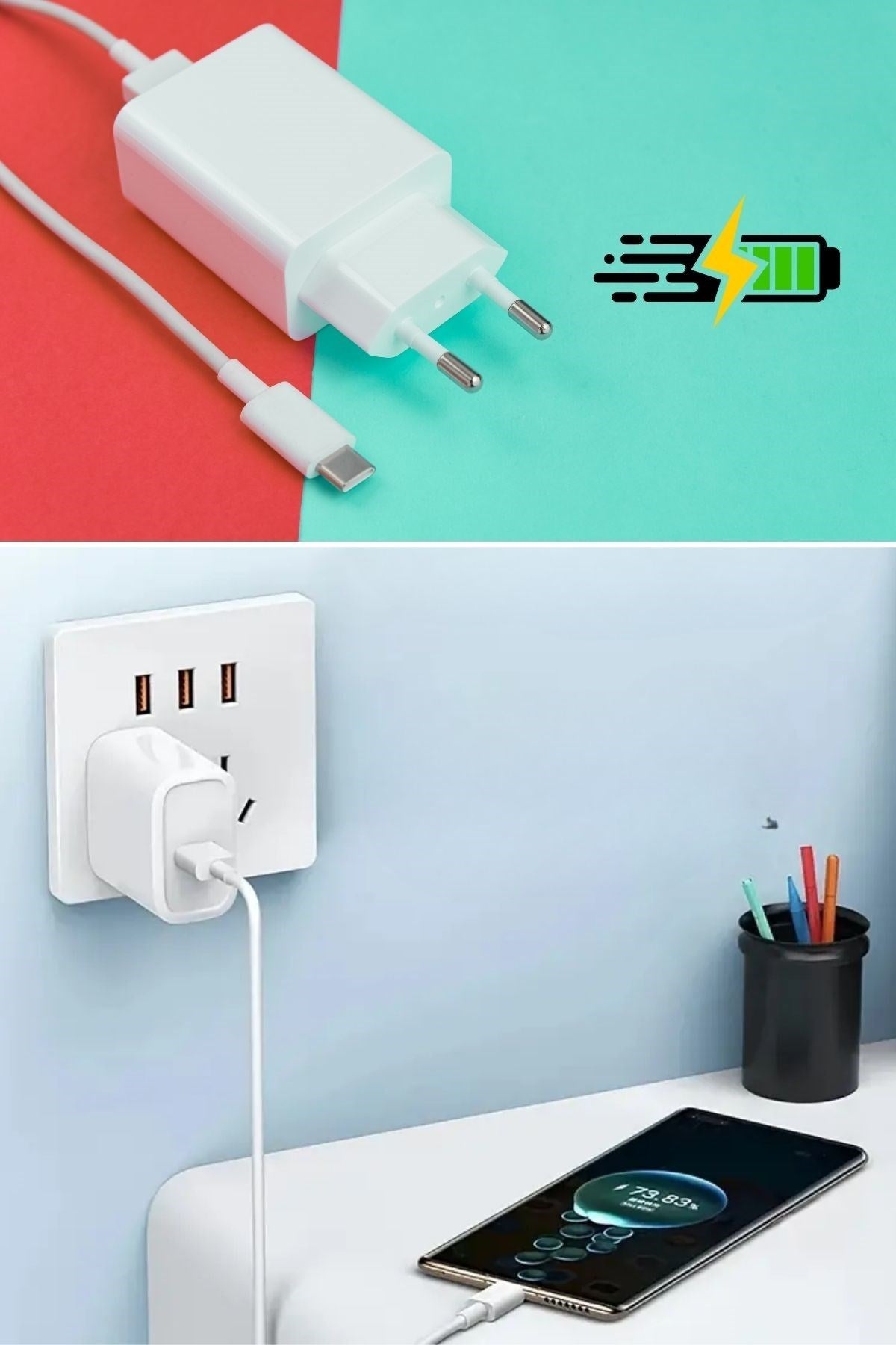 GENEL® 120W USB Hızlı Type C Uçlu Kablolu Şarj Aleti