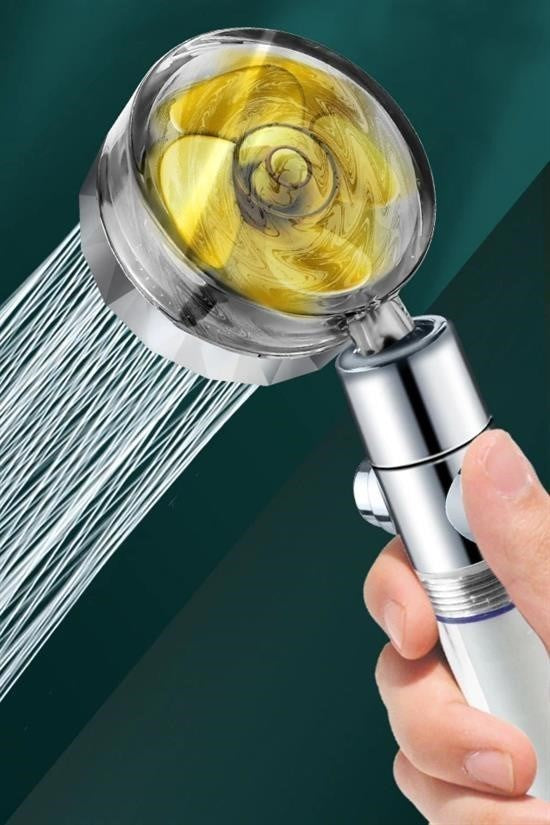 BUFFER® Turbo Pervaneli ve Filtreli Su Tasarruflu 360 Derece Dönebilen Tazyikli Duş Başlığı