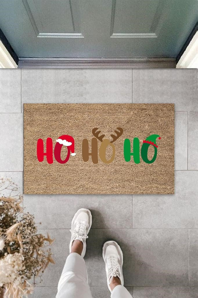 Dijital Ho Ho Ho Yazılı Kahverengi Kapı Paspası Dış Mekan Paspas K-3130 - UcuzaGeliyor