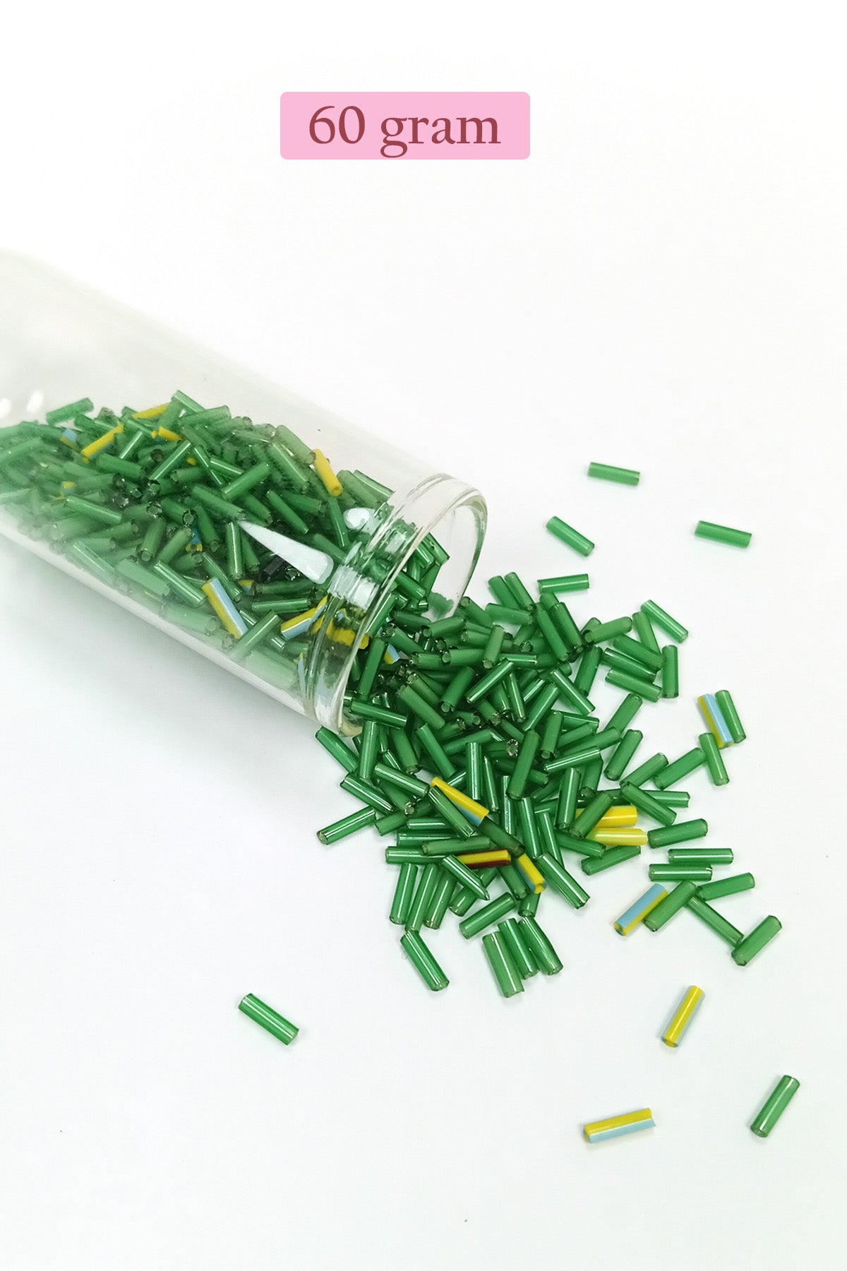 Uzun Boru Kesme Boncuk Çap 2mm Uzunluk 10 mm - 60 Gram - Yeşil - BNC295