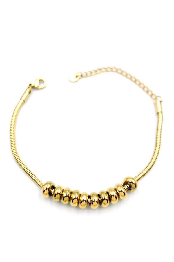 Halkalı Yılan Zincir Bileklik - Altın