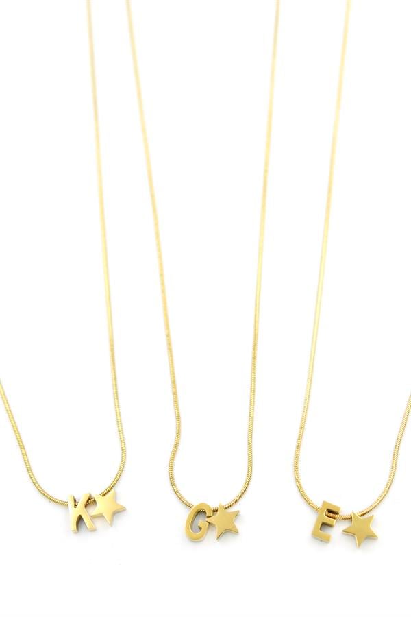 24'lü Yıldız Harf Kolye - Altın