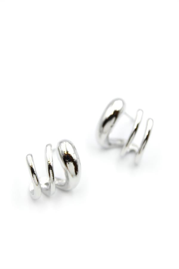 3'lü Görünümlü Küpe - Gümüş