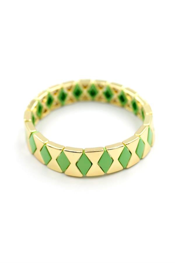 Lastikli Porselen Bilezik - Yeşil