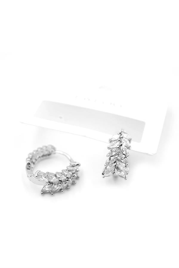 Taşlı Halka Küpe - Gümüş