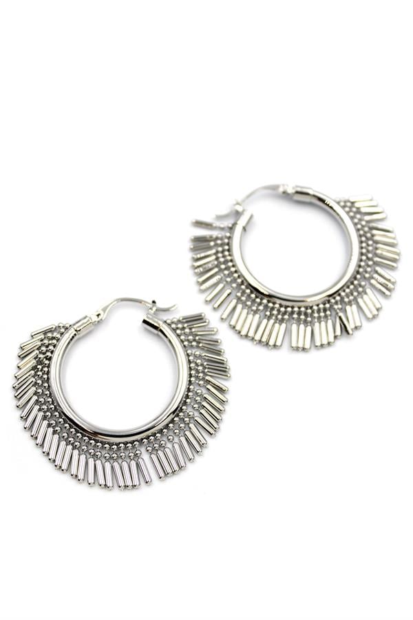 Sallantılı Halka Küpe - Gümüş