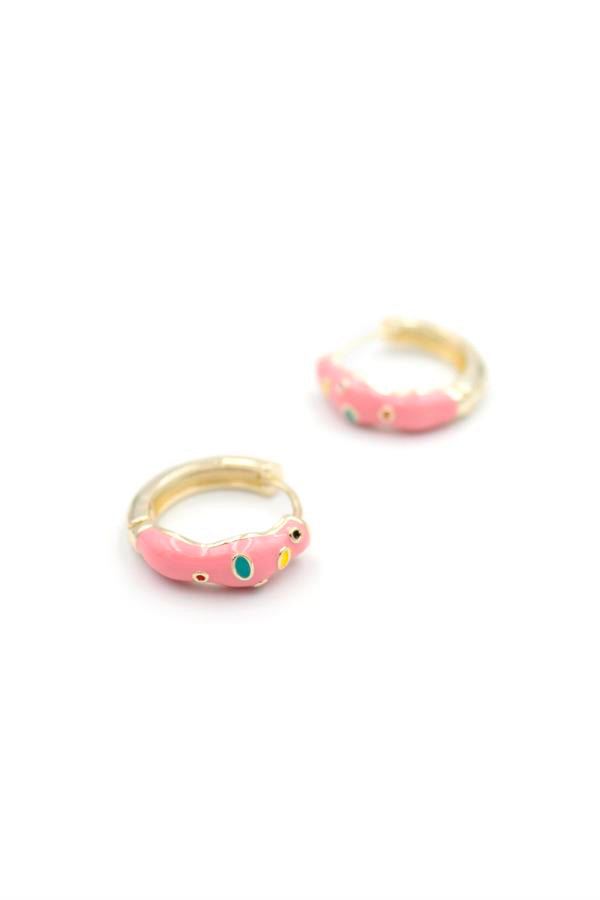 Mineli Halka Küpe - Pembe