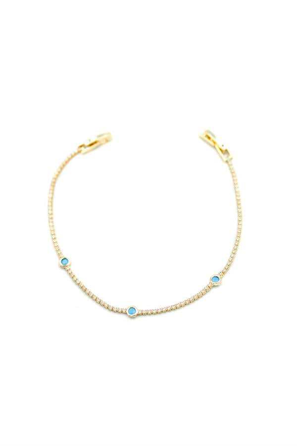 Taşlı Boncuk Bileklik - Altın