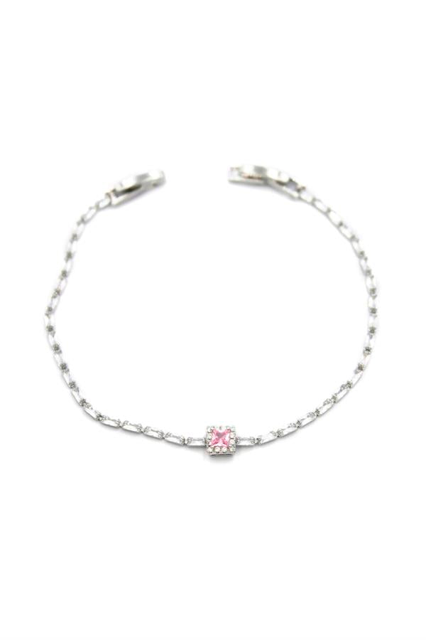 Pembe Taşlı Bileklik - Gümüş