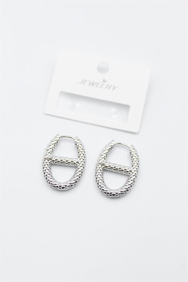 Oval Halka Küpe - Gümüş