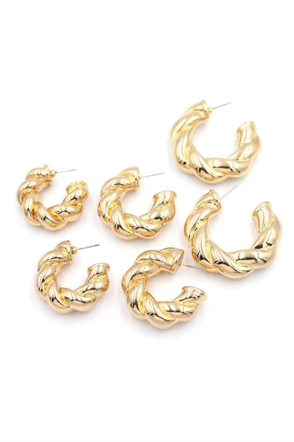 3'lü Halka Küpe - Altın