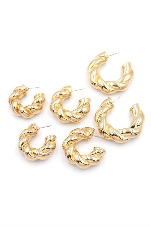 3'lü Halka Küpe - Altın