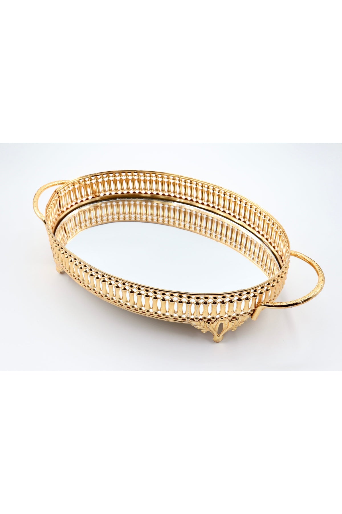 Metal Aynalı Oval Tepsi (28*20)